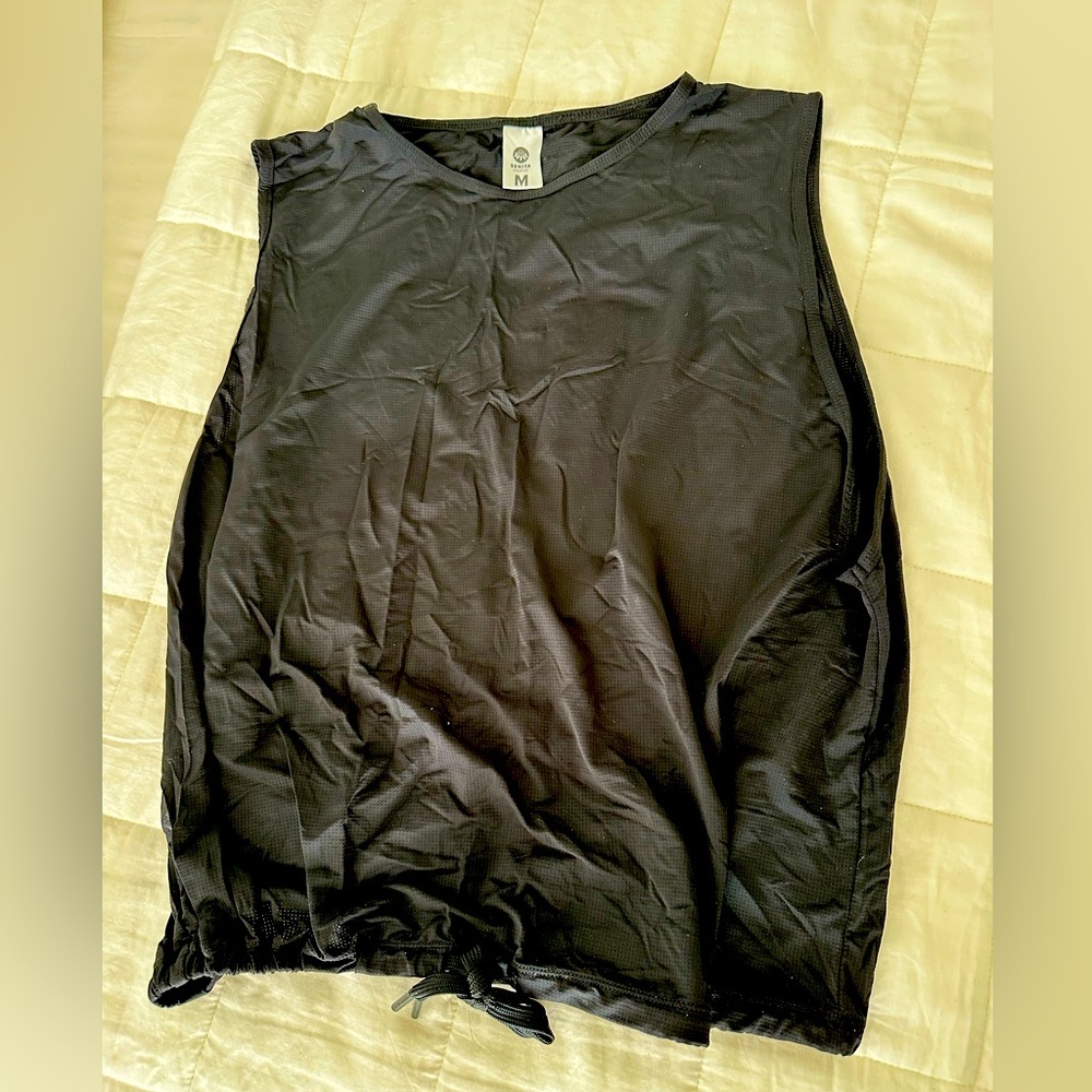 Senita black drawstring muscle tank size M